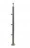 Słupek prawy Ø 42,4 x 960 mm , 3 uchwyty rurki Ø 12 mm , AISI 304 , szlifowany , nierdzewny , do balustrady
