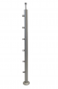 Słupek przelotowy Ø 42,4 x 1060 mm , 6 uchwytów rurki Ø 12 mm , AISI 304 , szlifowany , nierdzewny , do balustrady