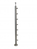 Słupek lewy Ø 42,4 x 960 mm , 7 uchwytów rurki Ø 12 mm , AISI 304 , szlifowany , nierdzewny , do balustrady