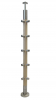 Słupek narożny Ø 42,4 x 960 mm , 2 x 5 szt. mocowania rurki Ø 12 mm , AISI 304 + drewno DĘBOWE , szlif , do balustrady