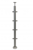 Słupek środkowy Ø 42,4 x 1060 mm , 2 x 4 uchwyty osiowe Ø 12 mm , AISI 304 , szlifowany , nierdzewny , do balustrady
