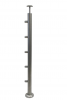 Słupek lewy Ø 42,4 x 960 mm , 5 uchwytów osiowych Ø 12 mm , AISI 304 , szlifowany , nierdzewny , do balustrady