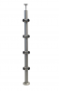 Słupek narożny Ø 42,4 x 1060 mm , 8 uchwytów rury Ø 42,4 x 2 mm , AISI 304 , szlifowany , nierdzewny , do balustrady