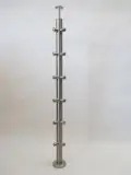 Słupek narożny Ø 42,4 x 960 mm , 2 x 6 uchwytów rurki Ø 12 mm , AISI 304 , szlifowany , nierdzewny , do balustrady