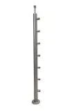 Słupek lewy Ø 42,4 x 1130 mm , 7 uchwytów rurki Ø 12 mm , AISI 304 , szlifowany , nierdzewny , do balustrady