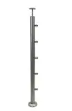 Słupek prawy Ø 42,4 x 1060 mm , 5 uchwytów osiowych Ø 12 mm , AISI 304 , szlifowany , nierdzewny , do balustrady